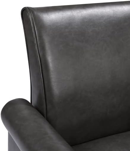 Accent Chairs Comfy Sofa Chair Armchair for Reading Living Room Bedroom OfficeWaiting Room PU Leather Dark Grey