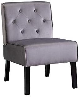 Reeso 2-Piece Living Room Armless Button Tufted Pattern Accent Chair Grey