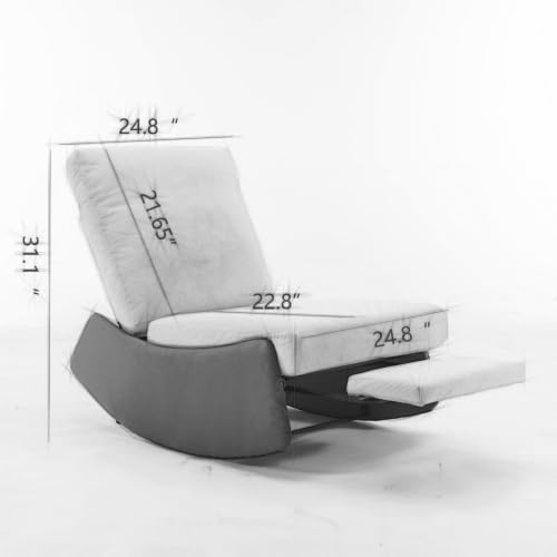Modern Rocking Chair Recliner Comfy Rocker Nursery Chair with Footrest Accent Reading Chair Upholstered Lounge Chair for Relaxing RestingSoft Padded Rocker for Indoor Living Room BedroomOrange