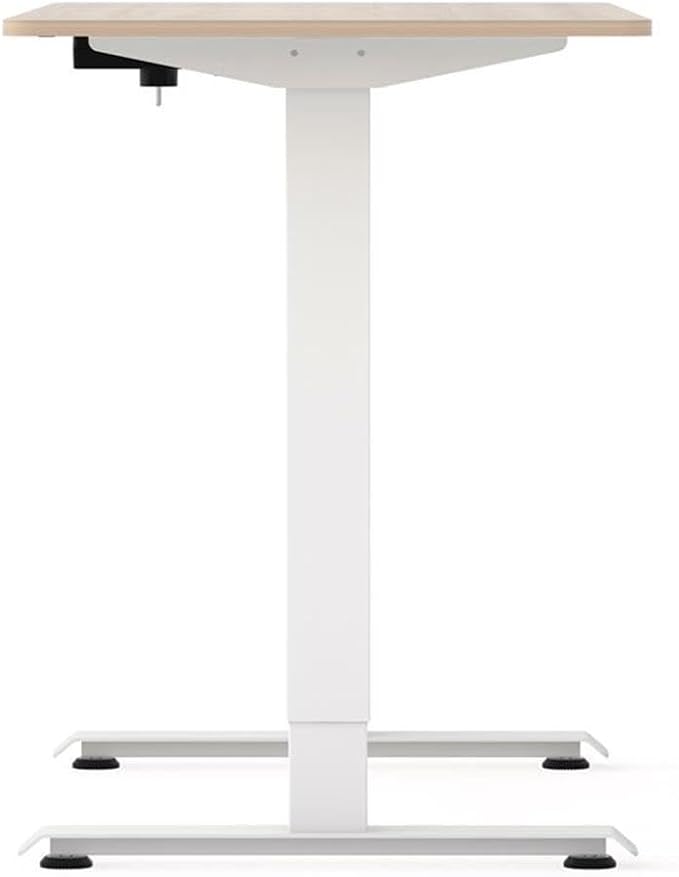 BOWERY HILL Modern Height Adjustable Standing Desk 47.2 W x 23.62 D x 22.76-44.96 H MDF and Metal Construction Natural and White Finish Home Office Desk for Work or Study