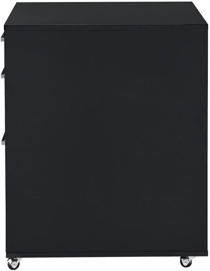 Acme Coleen Rectangular 3-Drawer Mobile File Cabinet in Glossy Black Wood