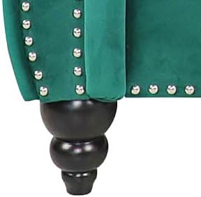 Chesterfield Loveseat Sofa Modern Velvet Small Sofa Couch 2 Seater with Rolled Arms and Nailhead Mid Century Modern Loveseat Couch for Small Spaces Living Room Bedroom Apartment Green