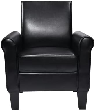 Accent Chairs Comfy Sofa Chair Armchair for Reading Living Room Bedroom Office Waiting Room PU Leather Black
