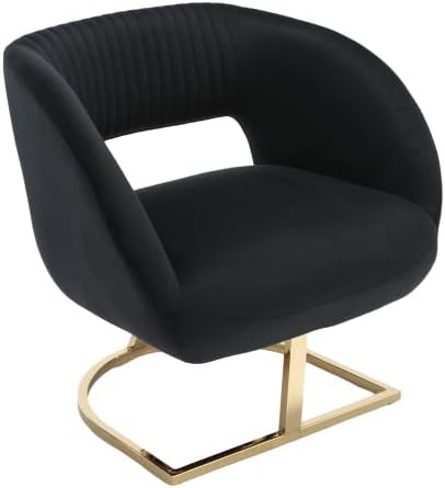 Upholstered Tufted Chair Recliner Chair for Adults with Metal Stand Textured Linen Fabric Sofa for Kids Bedroom Living Room (Black)