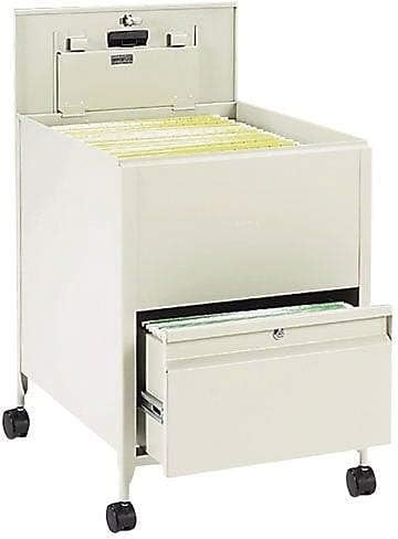 Safco Products Locking Mobile Tub File with Drawer Letter Size Putty