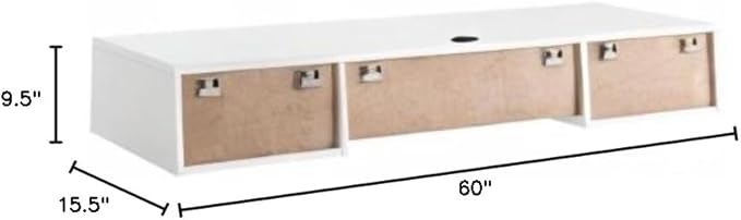 Modway Render Wall Mount Particleboard and Wood Office Desk in White