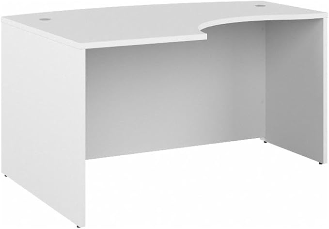 Pemberly Row 60W x 43D Left Hand L-Bow Desk Shell Engineered Wood White Finish Durable Office Desk with Cable Management and Modesty Panel Professional Workstation for Home or Office Use