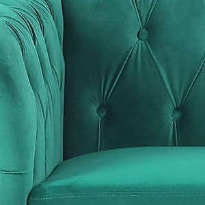 Chesterfield Loveseat Sofa Modern Velvet Small Sofa Couch 2 Seater with Rolled Arms and Nailhead Mid Century Modern Loveseat Couch for Small Spaces Living Room Bedroom Apartment Green