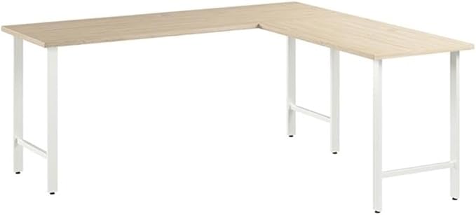 Bush Business Furniture Hustle 72W x 24D L Shaped Computer Desk with Metal Legs in Natural Elm/White Modular Corner Table for Home and Professional Office