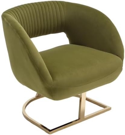 Upholstered Tufted Chair Recliner Chair for Adults with Metal Stand Textured Linen Fabric Sofa for Kids Bedroom Living Room (Green)
