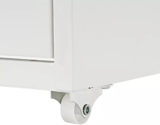 5-Drawer File Cabinet Office Filing Cabinet Stand Storage Organizer with Wheels Freestanding Rolling Storage Dresser Mutifuctional Tool Organizer for Kitchen Bedroom Living Room (White)