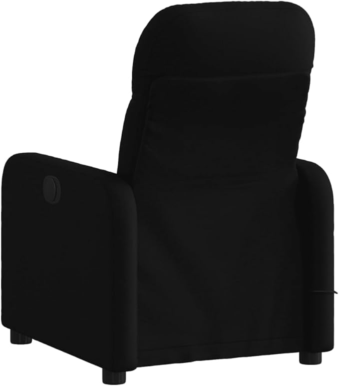 vidaXL Massage Recliner Chair - Elderly-Friendly Black Fabric Armchair with Manual Recline/6-Point Vibration/USB-Powered Massage