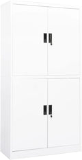 Metal Office Cabinet Garage Storage Cabinet with 4 Doors and Adjustable Shelves 70.9 White Steel Lockable File CabinetLocking Tool Cabinets for OfficeHome (Style B)