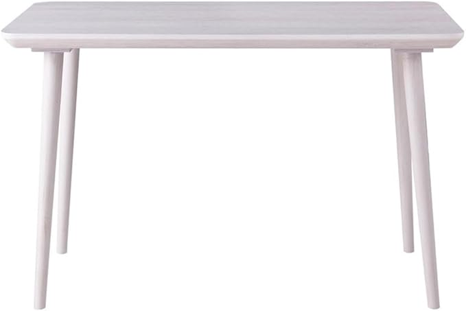 Pemberly Row Mid-Century Wood Writing Desk 47 W x 23 D x 30 H White Oak Finish MDF and Particle Board with Solid Wood Legs Beveled Table Edge Home Office Desk with USB Ports and Outlet