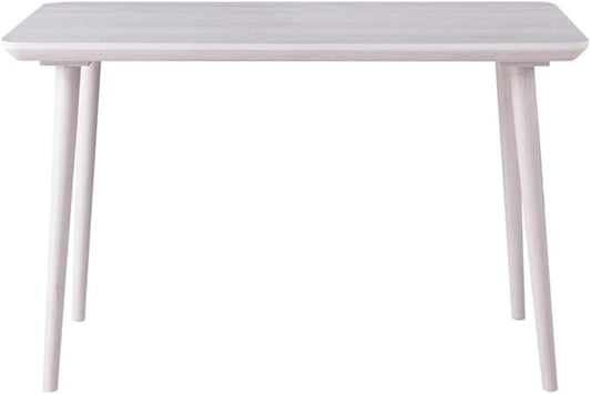 Pemberly Row Mid-Century Wood Writing Desk 47 W x 23 D x 30 H White Oak Finish MDF and Particle Board with Solid Wood Legs Beveled Table Edge Home Office Desk with USB Ports and Outlet