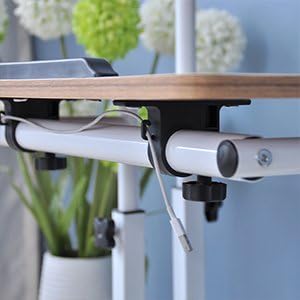 soges Mobile Standing DeskAdjustable Height Roling Sit-Stand Desk Small Standing Computer Desk Workstation on Wheels Sit Stand Up Desk for Home Office Oak