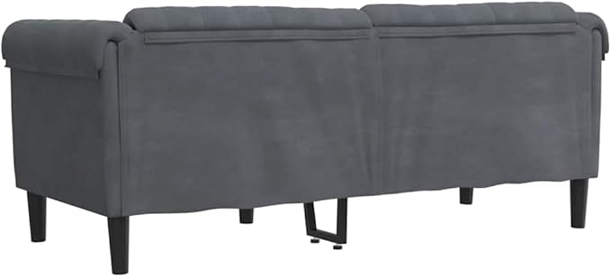 vidaXL Dark Gray Velvet 2-Seater Upholstered Loveseat - Comfortable Modern Couch with Supportive Legs for Living Room