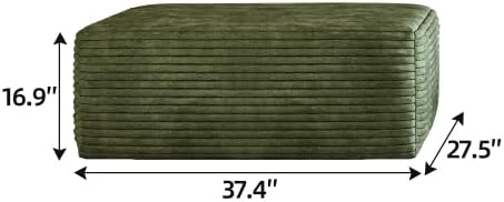 37.4 Corduroy Ottoman Seat Module for Modular Sectional Sofa DIY L-Shaped &amp U-Shaped Plush Corduroy Sofa for Living Room Green