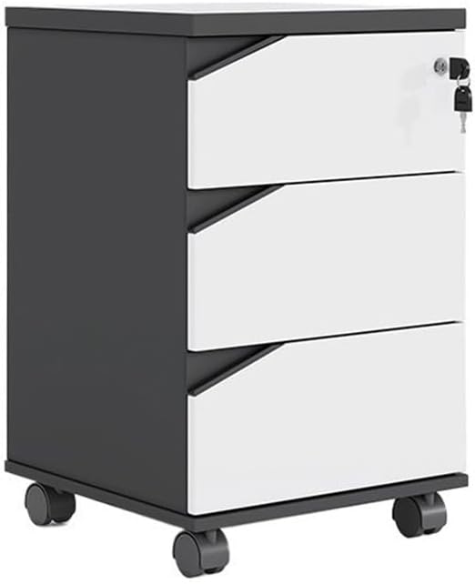 File Cabinets Wooden Under Desk File Cabinet Office Storage Data Sideboard with Locking Drawer Short File Storage Cabinets(White)