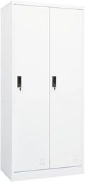 Steel Storage Wardrobe Cabinet Locker with Lock Door White Metal Wardrobe Armoire Closet with Hanging Rod for Office Home School EmployeeGymFire Department (Style F) -AA