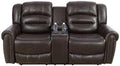 Manual Breathing Leather Recliner LoveseatLiving Room LoveseatLeather Loveseat for Home/Office(Leather Reclining Loveseat) Brown