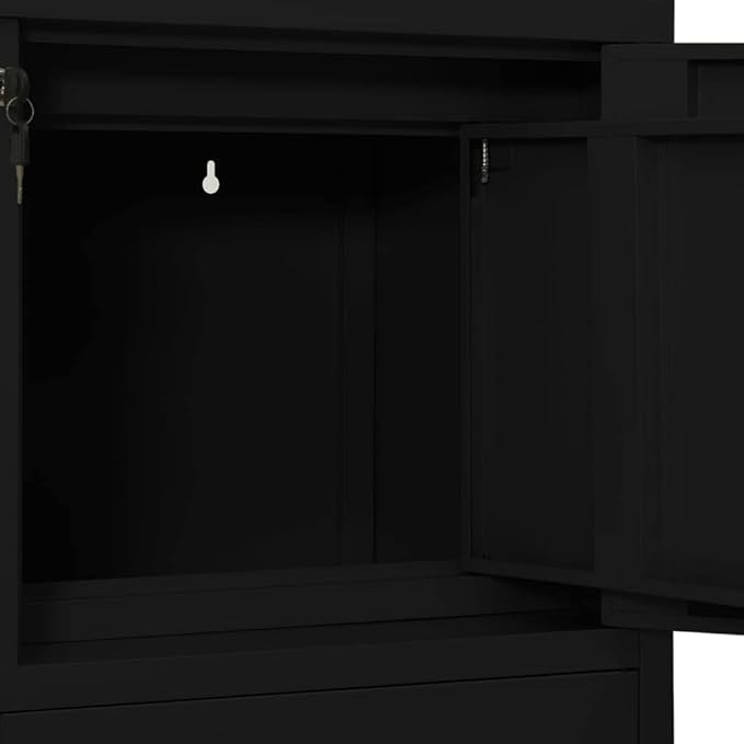 File Cabinets Standing Cabinets Bookcases Office Cabinet Black 35.4x15.7x40.2 Steel Counter Cabinet with Lockable Doors for Home Office