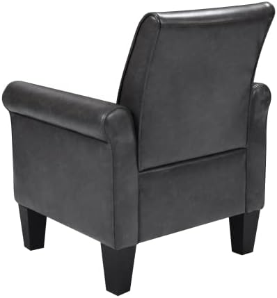 Accent Chairs Comfy Sofa Chair Armchair for Reading Living Room Bedroom OfficeWaiting Room PU Leather Dark Grey