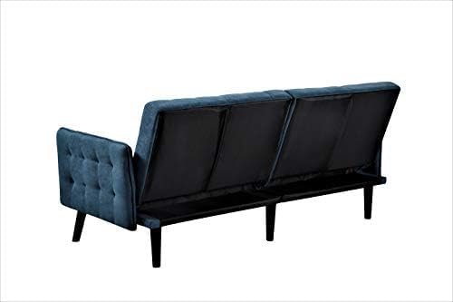 Sora 78 Modern Convertible Sofa Bed - Reclining 2-Seater to Full Sleeper w/Linen Upholstery - Space Saving Sofa Bed with Wooden Legs (78 L x 35 W x 35 H) Blue