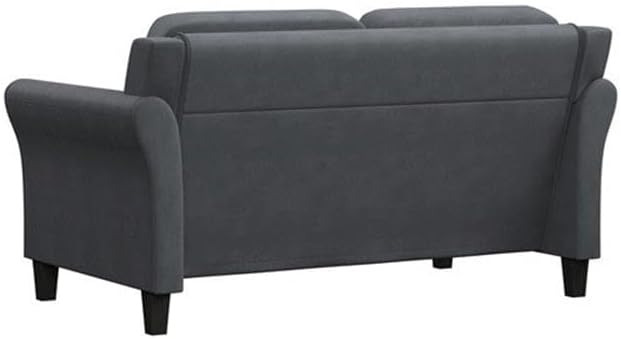 Hawthorne Collections Rolled Arm Microfiber Loveseat Dark Gray Upholstery Solid Wood Frame Button Tufted Back 56.3 in Wide Comfortable Sofa for Living Room or Small Spaces