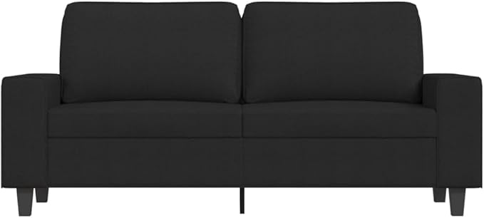 vidaXL Contemporary 2-Seater Sofa Black Fabric High-Comfort Padding Stable Metal Frame 68.5 x 30.3 x 31.5 Suitable for Lounge and Living Room