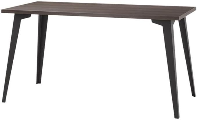 Pemberly Row 57x27 Mid Century Modern Metal Desk Trail Walnut Laminate Top Black Steel Legs Durable Office Desk Easy Assembly Workspace for Home or Executive Office