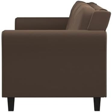 BOWERY HILL Transitional Set of 2 Solid Hardwood Frame Brown Microfiber Upholstered Stationary Sofa &amp Loveseat with Tufted Back Cushions