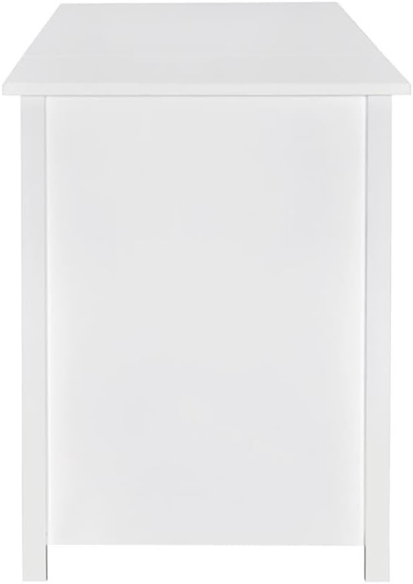 BOWERY HILL Contemporary Wood Lift Top Home Office Desk High Gloss White Finish 60 in Wide MDF and Particle Board Construction 4 Drawers Storage Trays Ergonomic Workspace