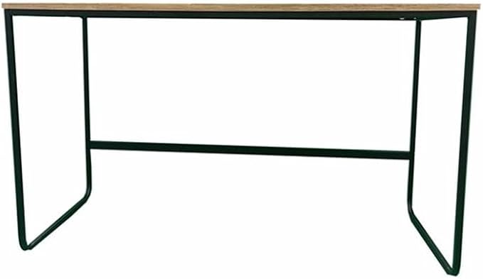 Pemberly Row Modern Sleigh-Style Writing Desk 47 W x 22 D x 28.5 H Wood Veneer and Metal Black Finish Minimalist Contemporary Desk for Home Office or Study