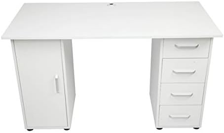 Computer Desk with 4 Drawers Home Office Desks Computer Desk with Drawer White Desk with Storage Door Office DeskWriting Desk Cabinet Writing Table Workstation for Home Office 47L x 21W x 29H