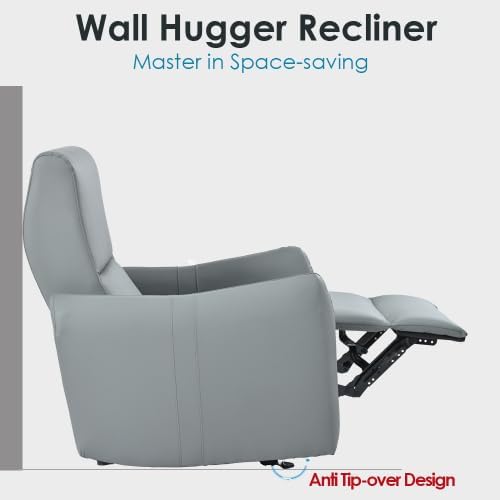 32L Wall Hugger PU Leather Power Recliner Chair with 2 USB &amp Type-C Ports Adjustable Zero Wall Reclining Sofa with Side Pocket &amp Pillow Top Arms Electric Armchair with Cushion Back for Livi