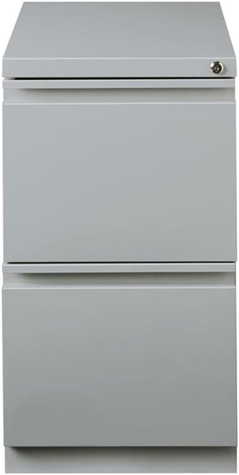 Pemberly Row 20 2-Drawer Modern Metal Mobile Pedestal Filing Cabinet in Silver