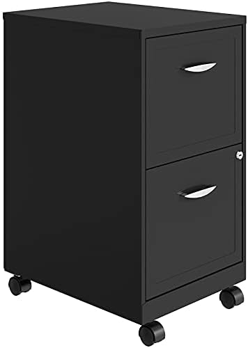 Pemberly Row 2-Drawer Mobile Metal Filing Cabinet Gray Finish 26.7 H X 14.25 W X 18 D Lockable Letter-Size Storage Smooth Glide Suspension Easy Roll Casters for Home or Office Use