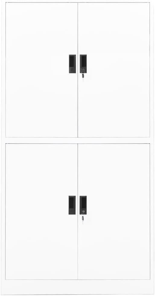 Metal Office Cabinet Garage Storage Cabinet with 4 Doors and Adjustable Shelves 70.9 White Steel Lockable File CabinetLocking Tool Cabinets for OfficeHome (Style B) -AA