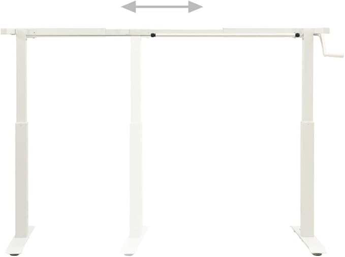 vidaXL Standing Desk Frame Adjustable Desk Legs with Hand Crank System Stand up Desk Base Standing Frame for Computer Desks Home Office White