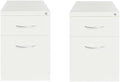 Home Square Set of 2 Metal Mobile Pedestal File Cabinet 2 Drawer Box-File White