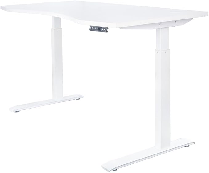 MotionWise M3 PRO Series Ergonomic Curve 30” x 60” Large Electric Sit-Stand Desk for Home Office w/Dual Motors Memory Presets (White)
