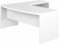 Pemberly Row 72W Bow Front L Shaped Desk Pure White Finish Engineered Wood Durable Thermally Fused Laminate Includes 42W Return Home or Office Furniture