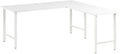 Pemberly Row 72W L Shaped Computer Desk Engineered Wood Metal Legs White Finish Durable Scratch-Resistant Workspace with Wire Management Modern Home Office Desk for Small to Medium Businesses