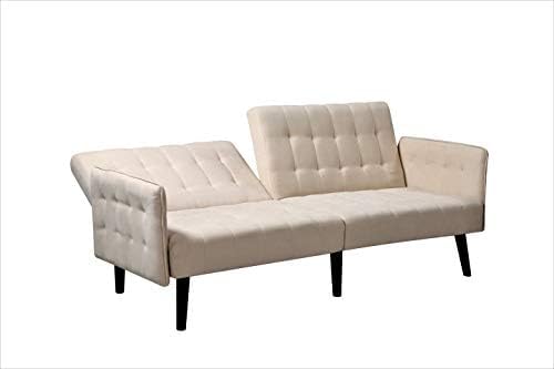 Sora 78 Modern Convertible Sofa Bed - Reclining 2-Seater to Full Sleeper w/Linen Upholstery - Space Saving Sofa Bed with Wooden Legs (78 L x 35 W x 35 H) Beige
