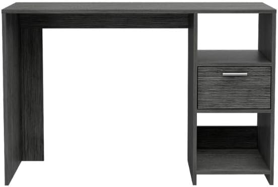 Computer Desk with 1-Drawer and 2-Open Storage Shelves Storage Desk Smokey Oak for Home Office