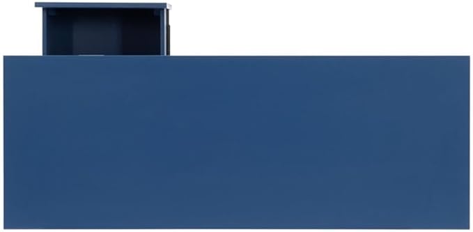 Pemberly Row Modern Wood Side Storage Desk 48 W x 18 D x 30 H Navy Blue Finish 4 Drawers with Silver Handles X-Frame Design Home Office or Bedroom Desk for Writing or Computer Use