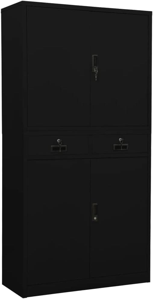 Metal Office Cabinet 70.9 Tall Steel Lockable File CabinetLocking Tool Cabinet Garage Steel Storage Cabinet for Home Office Black 35.4x15.7x70.9 Steel(G) -AA
