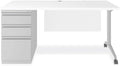 Alera Modern Teacher Series Pedestal Desk Left-Side Pedestal: Box/Box/File 60 x 24 x 28.75 White/Silver