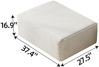 37.4 Corduroy Ottoman Seat Module for Modular Sectional Sofa DIY L-Shaped &amp U-Shaped Plush Corduroy Sofa for Living RoomApartment White